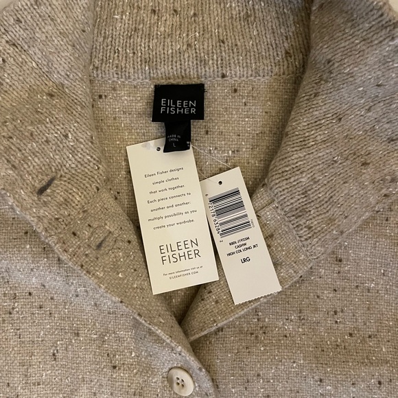 Eileen Fisher Beige Ribbed Cardigan - Picture 8 of 12